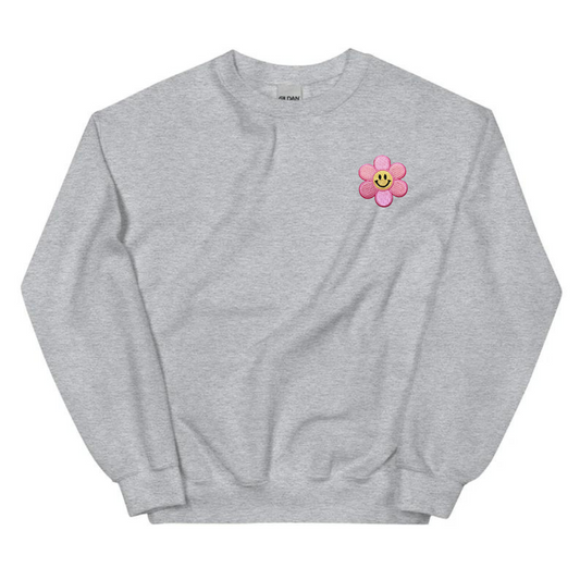 Pink Smiley Flower Crewneck