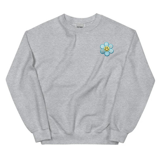 Blue Smiley Flower Crewneck